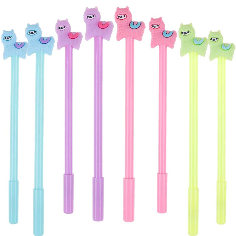 Olgaa 28 Pieces Cartoon Llama Pen Cute Alpaca Gel Pen,4 Colors for School Office Supplies Kids Gifts, Black Ink, 0.5mm Ball Point - Image 1